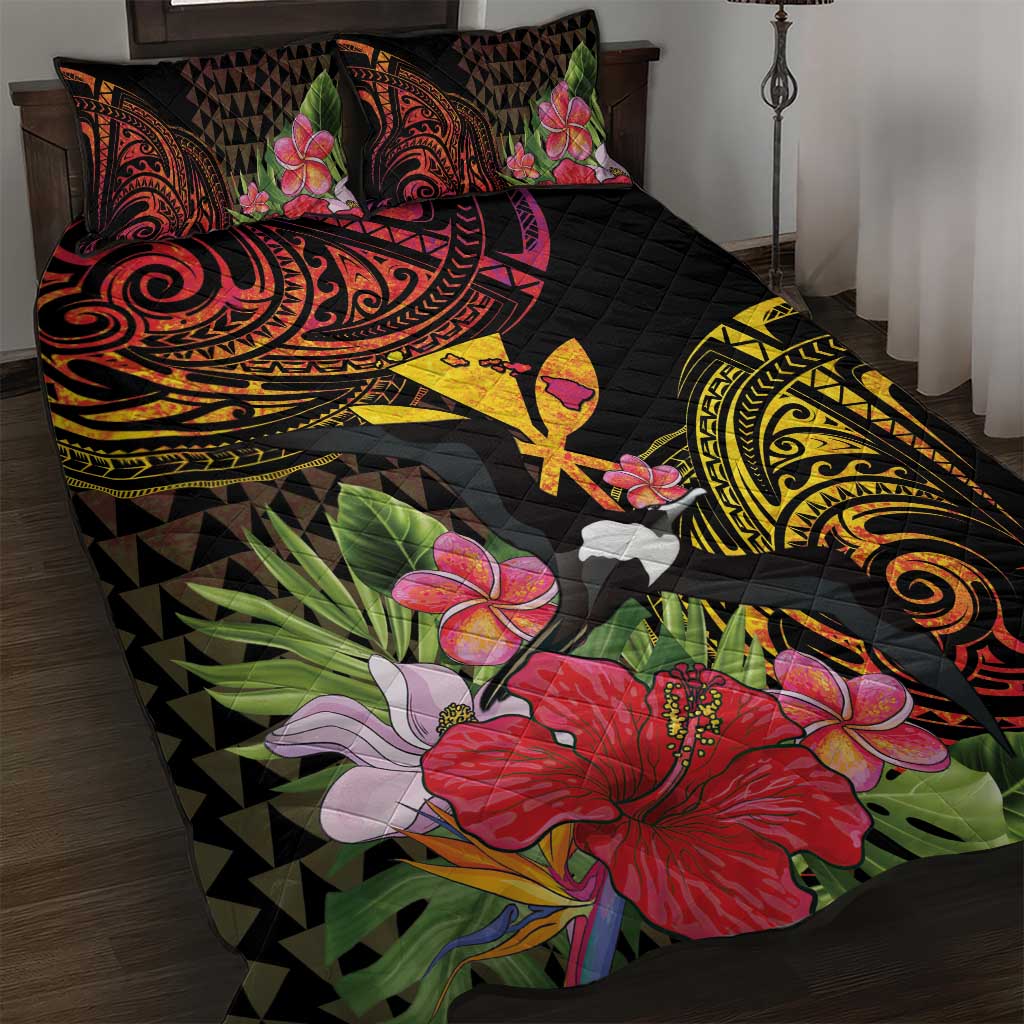 Hawaii Iwa Bird Quilt Bed Set Great Frigatebird Kanaka Tropical Hippie Style - Polynesian Pride