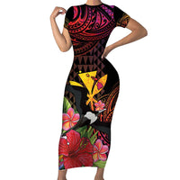 Hawaii Iwa Bird Short Sleeve Bodycon Dress Great Frigatebird Kanaka Tropical Hippie Style - Polynesian Pride