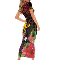 Hawaii Iwa Bird Short Sleeve Bodycon Dress Great Frigatebird Kanaka Tropical Hippie Style - Polynesian Pride