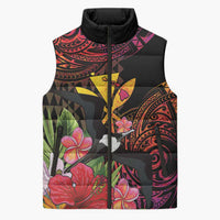 Hawaii Iwa Bird Sleeveless Puffer Jacket Great Frigatebird Kanaka Tropical Hippie Style - Polynesian Pride