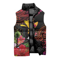 Hawaii Iwa Bird Sleeveless Puffer Jacket Great Frigatebird Kanaka Tropical Hippie Style - Polynesian Pride