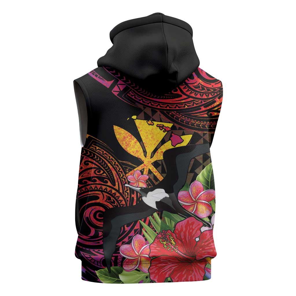 Hawaii Iwa Bird Sleeveless Zip Hoodie Great Frigatebird Kanaka Tropical Hippie Style - Polynesian Pride