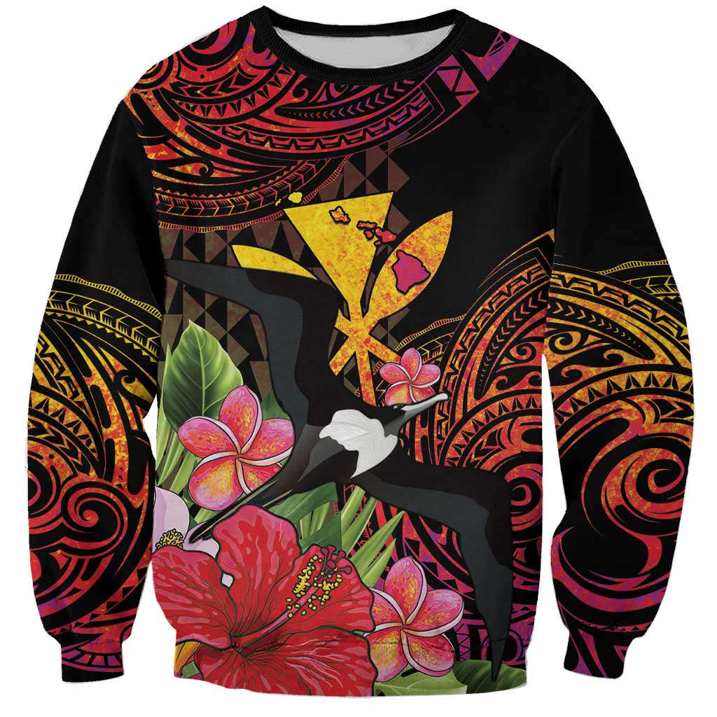 Hawaii Iwa Bird Sweatshirt Great Frigatebird Kanaka Tropical Hippie Style - Polynesian Pride
