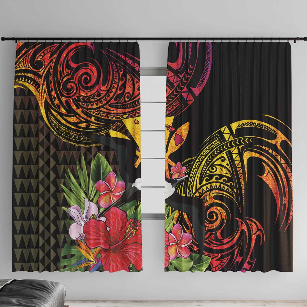 Hawaii Iwa Bird Window Curtain Great Frigatebird Kanaka Tropical Hippie Style - Polynesian Pride