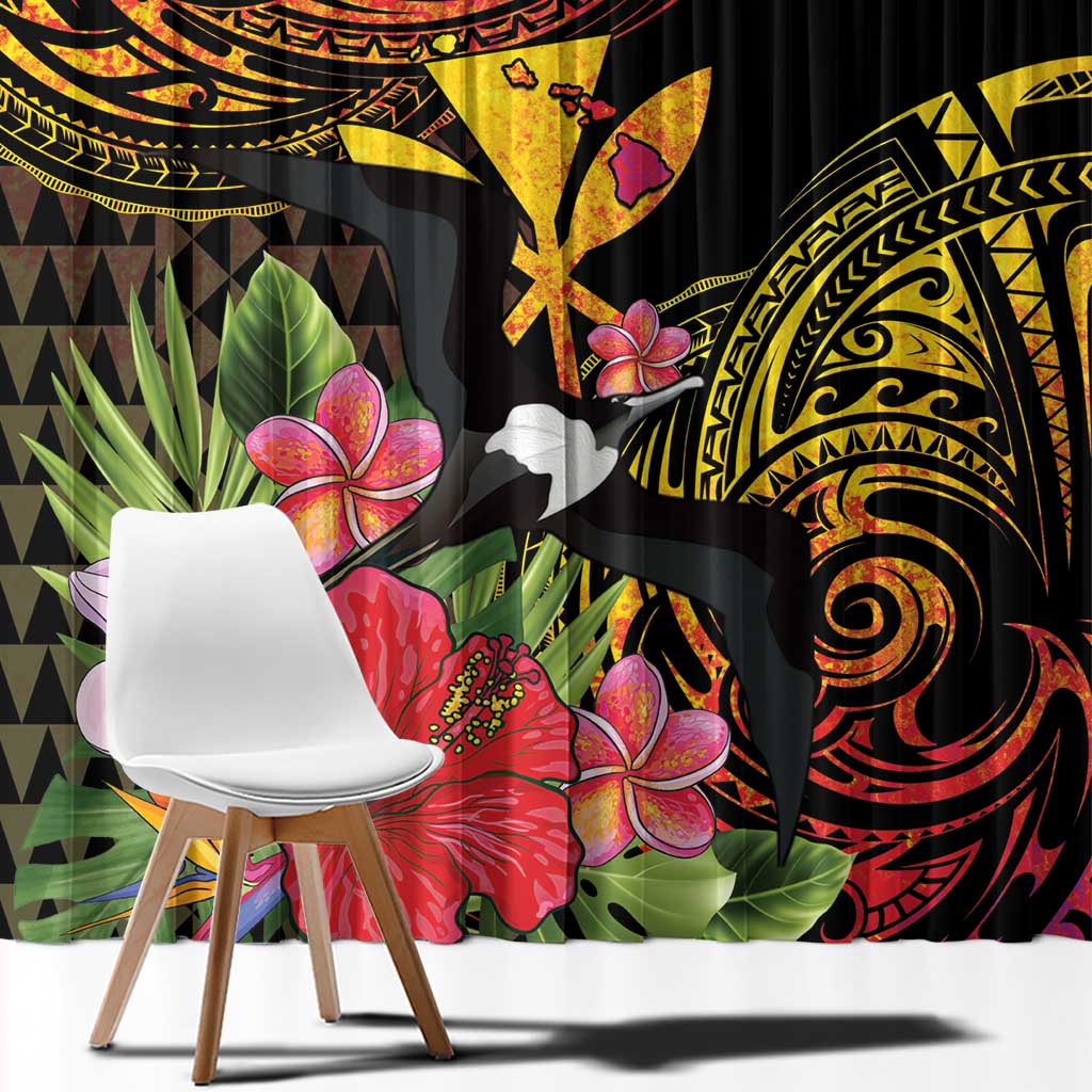 Hawaii Iwa Bird Window Curtain Great Frigatebird Kanaka Tropical Hippie Style - Polynesian Pride