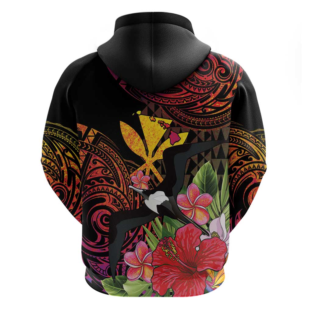 Hawaii Iwa Bird Zip Hoodie Great Frigatebird Kanaka Tropical Hippie Style - Polynesian Pride