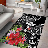 Hawaii Iwa Bird Area Rug Great Frigatebird Kanaka Tropical Flowers - Polynesian Pride