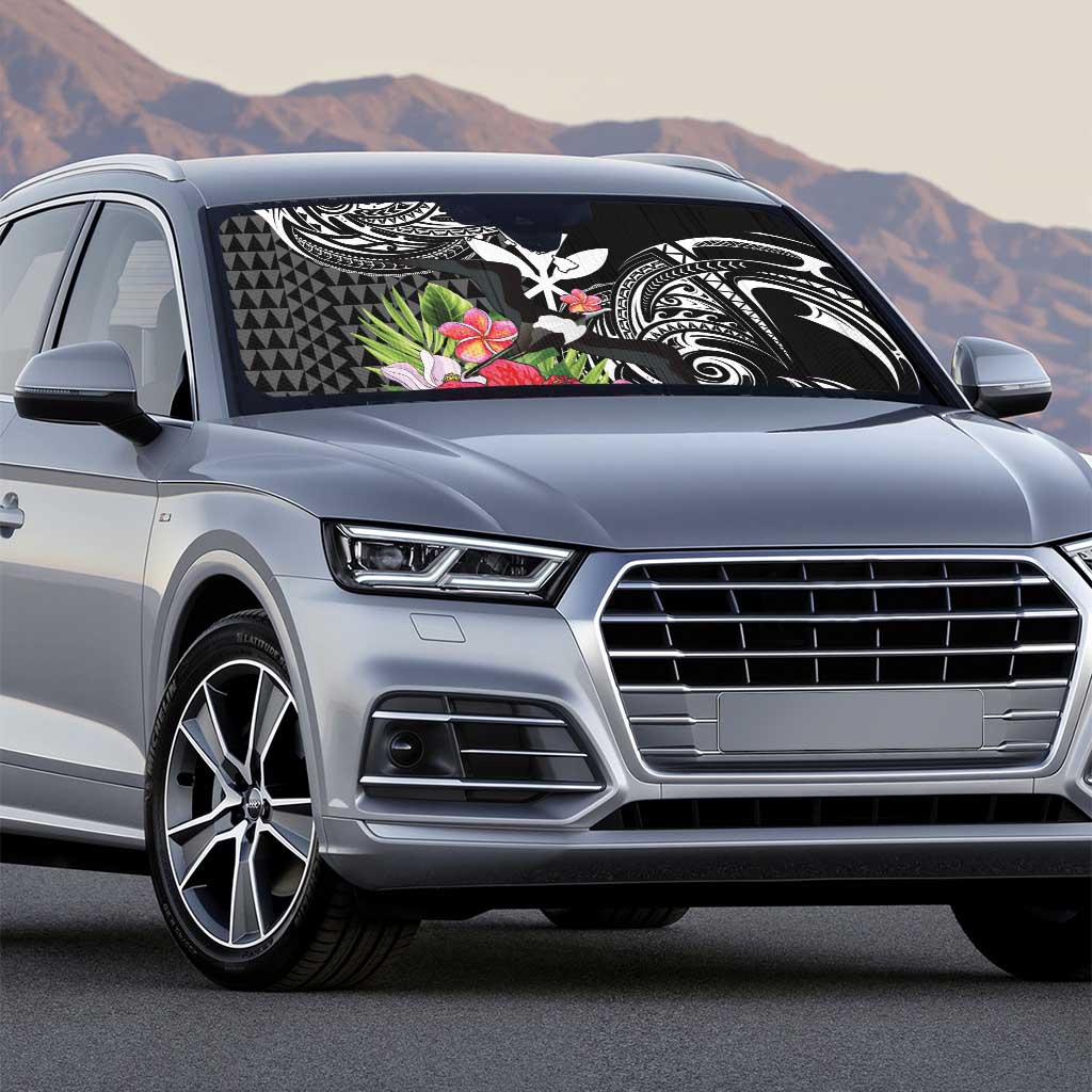 Hawaii Iwa Bird Auto Sun Shade Great Frigatebird Kanaka Tropical Flowers - Polynesian Pride