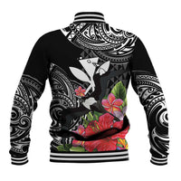 Hawaii Iwa Bird Baseball Jacket Great Frigatebird Kanaka Tropical Flowers - Polynesian Pride
