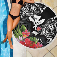 Hawaii Iwa Bird Beach Blanket Great Frigatebird Kanaka Tropical Flowers - Polynesian Pride