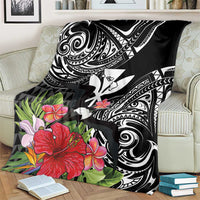 Hawaii Iwa Bird Blanket Great Frigatebird Kanaka Tropical Flowers - Polynesian Pride