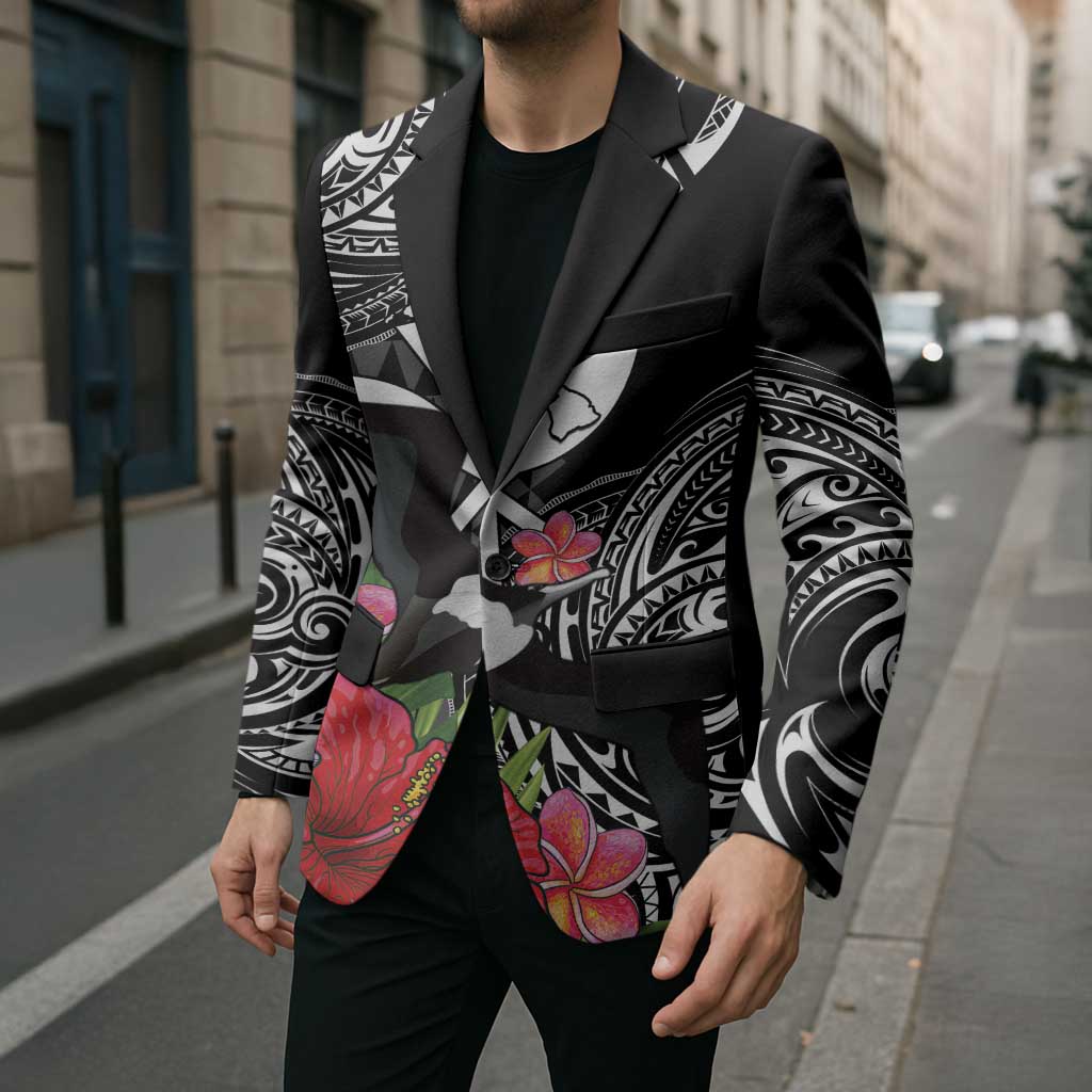 Hawaii Iwa Bird Blazer Great Frigatebird Kanaka Tropical Flowers - Polynesian Pride