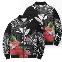 Hawaii Iwa Bird Bomber Puffer Jacket Great Frigatebird Kanaka Tropical Flowers - Polynesian Pride