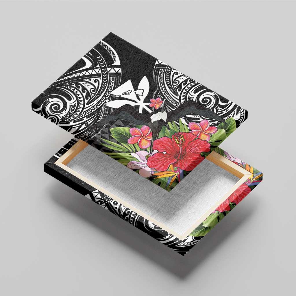 Hawaii Iwa Bird Canvas Wall Art Great Frigatebird Kanaka Tropical Flowers - Polynesian Pride