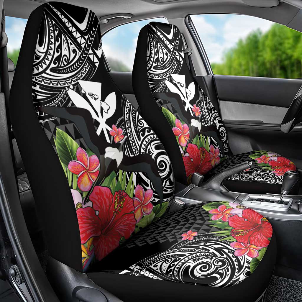 Hawaii Iwa Bird Car Seat Cover Great Frigatebird Kanaka Tropical Flowers - Polynesian Pride