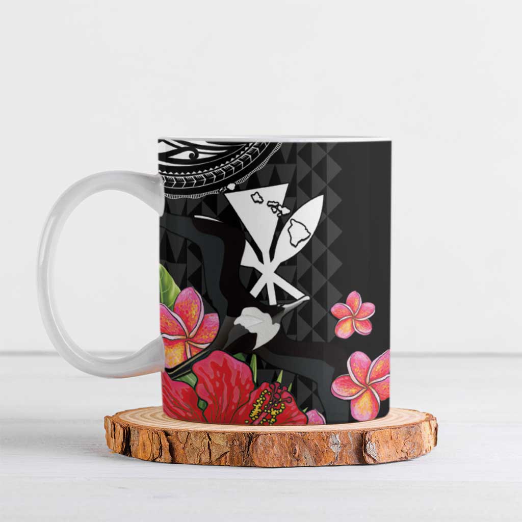 Hawaii Iwa Bird Ceramic Mug Great Frigatebird Kanaka Tropical Flowers - Polynesian Pride