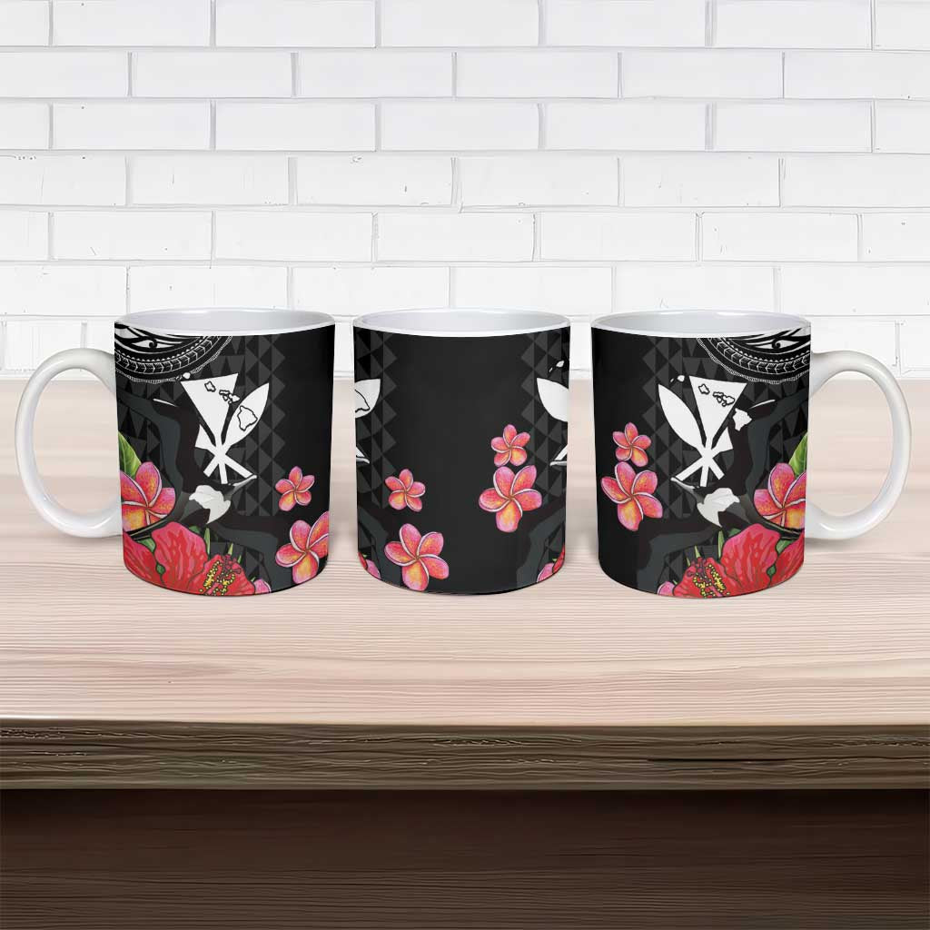 Hawaii Iwa Bird Ceramic Mug Great Frigatebird Kanaka Tropical Flowers - Polynesian Pride