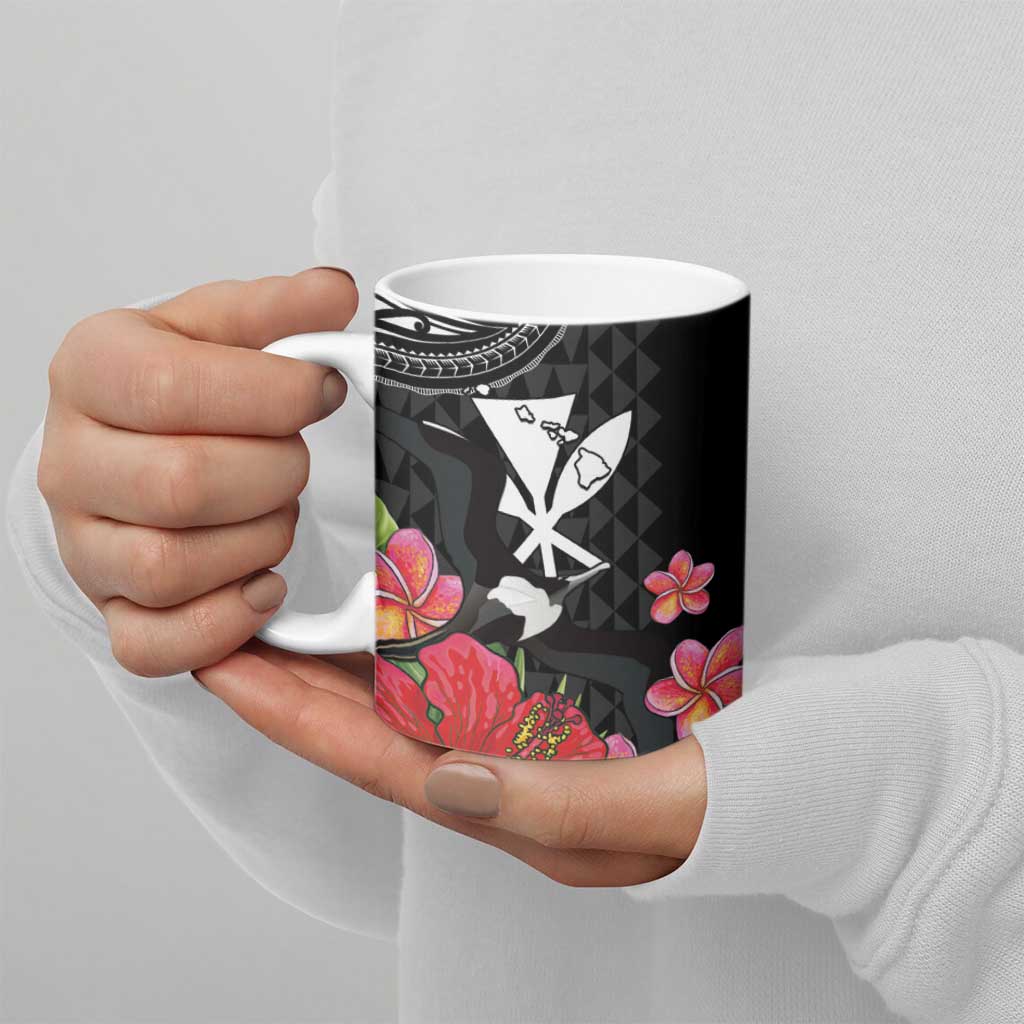 Hawaii Iwa Bird Ceramic Mug Great Frigatebird Kanaka Tropical Flowers - Polynesian Pride