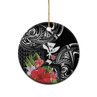 Hawaii Iwa Bird Ceramic Ornament Great Frigatebird Kanaka Tropical Flowers - Polynesian Pride