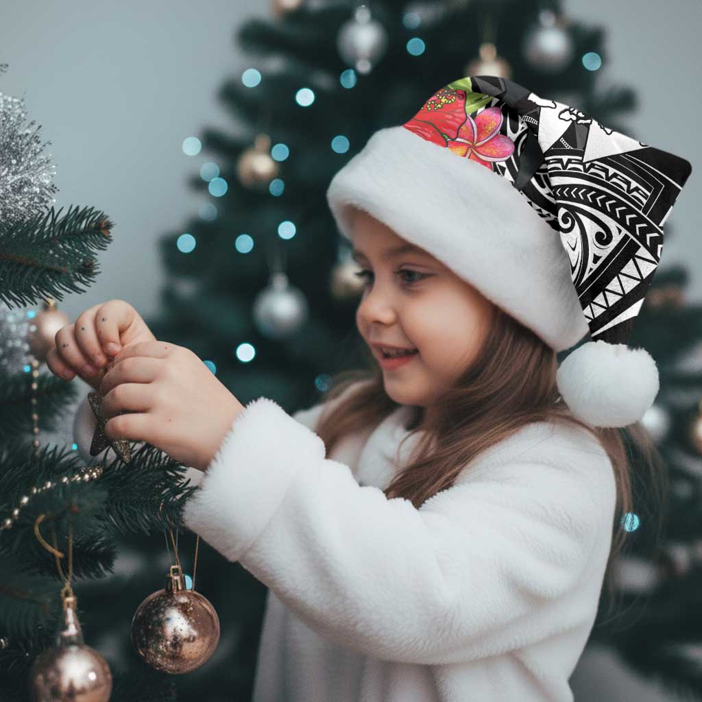 Hawaii Iwa Bird Christmas Santa Hat Great Frigatebird Kanaka Tropical Flowers - Polynesian Pride