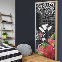 Hawaii Iwa Bird Door Cover Great Frigatebird Kanaka Tropical Flowers - Polynesian Pride