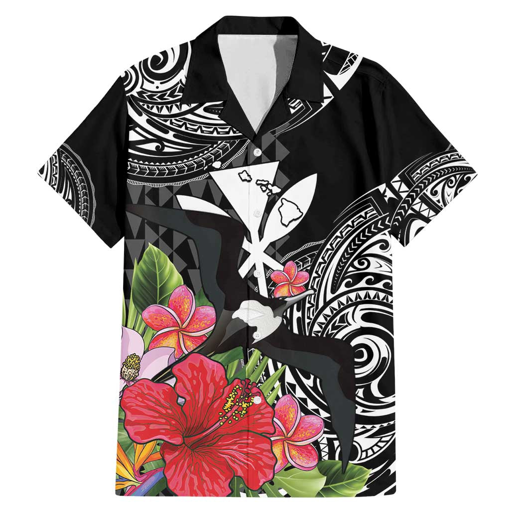 Hawaii Iwa Bird Family Matching Mermaid Dress and Hawaiian Shirt Great Frigatebird Kanaka Tropical Flowers - Polynesian Pride