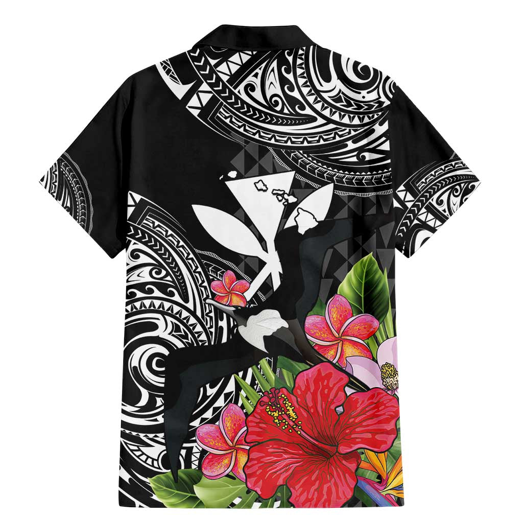 Hawaii Iwa Bird Family Matching Mermaid Dress and Hawaiian Shirt Great Frigatebird Kanaka Tropical Flowers - Polynesian Pride