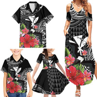 Hawaii Iwa Bird Family Matching Summer Maxi Dress and Hawaiian Shirt Great Frigatebird Kanaka Tropical Flowers - Polynesian Pride