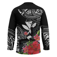 Hawaii Iwa Bird Hockey Jersey Great Frigatebird Kanaka Tropical Flowers - Polynesian Pride