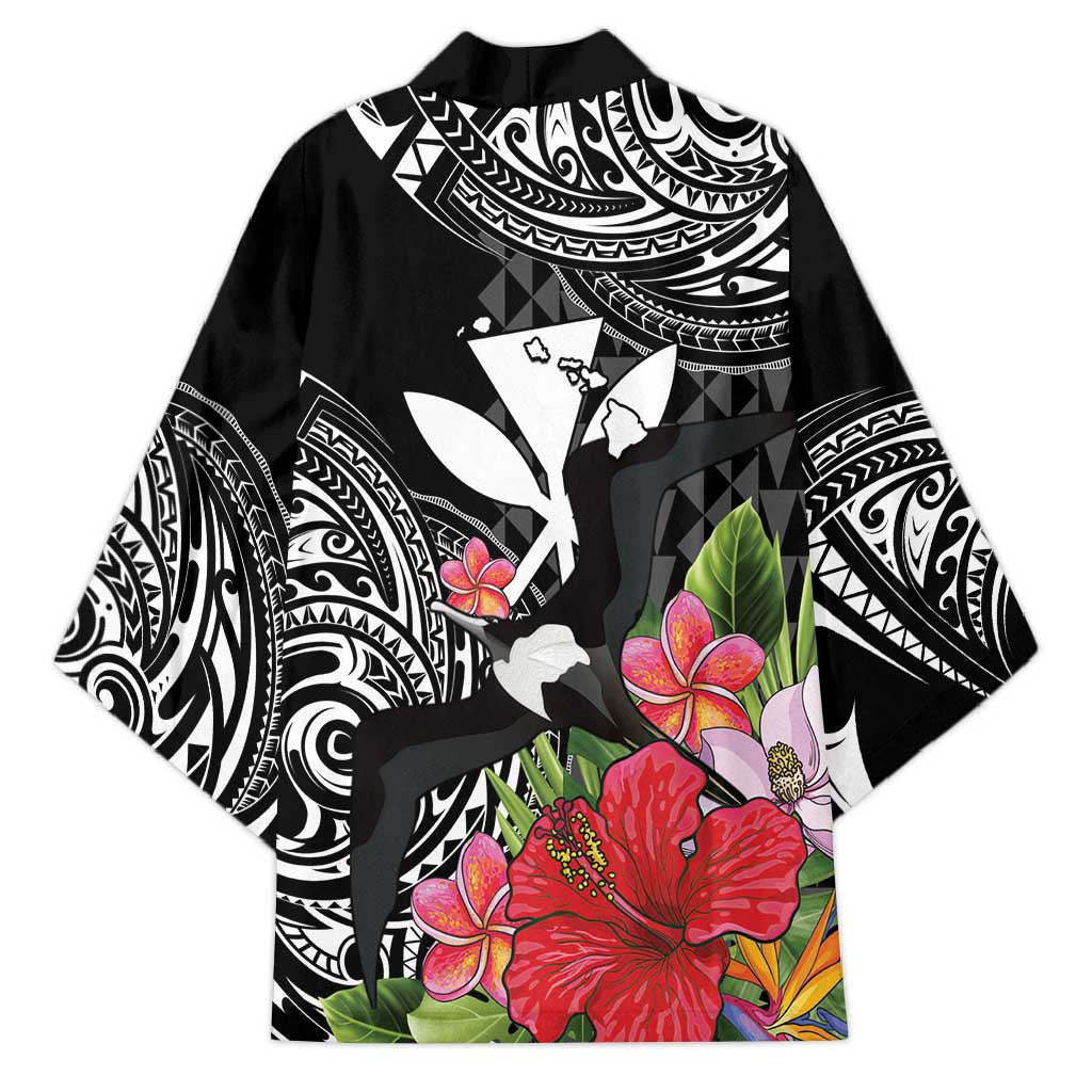 Hawaii Iwa Bird Kimono Great Frigatebird Kanaka Tropical Flowers - Polynesian Pride