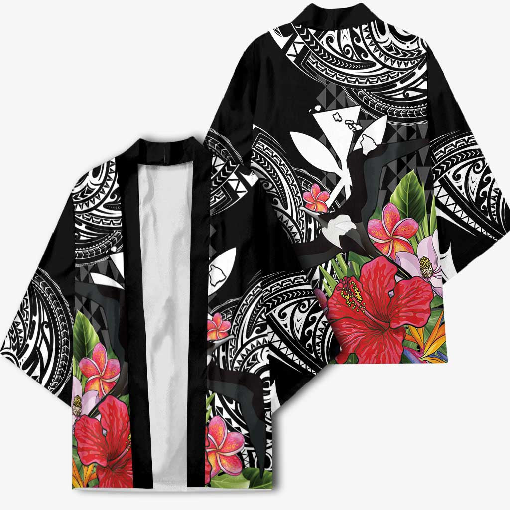 Hawaii Iwa Bird Kimono Great Frigatebird Kanaka Tropical Flowers - Polynesian Pride