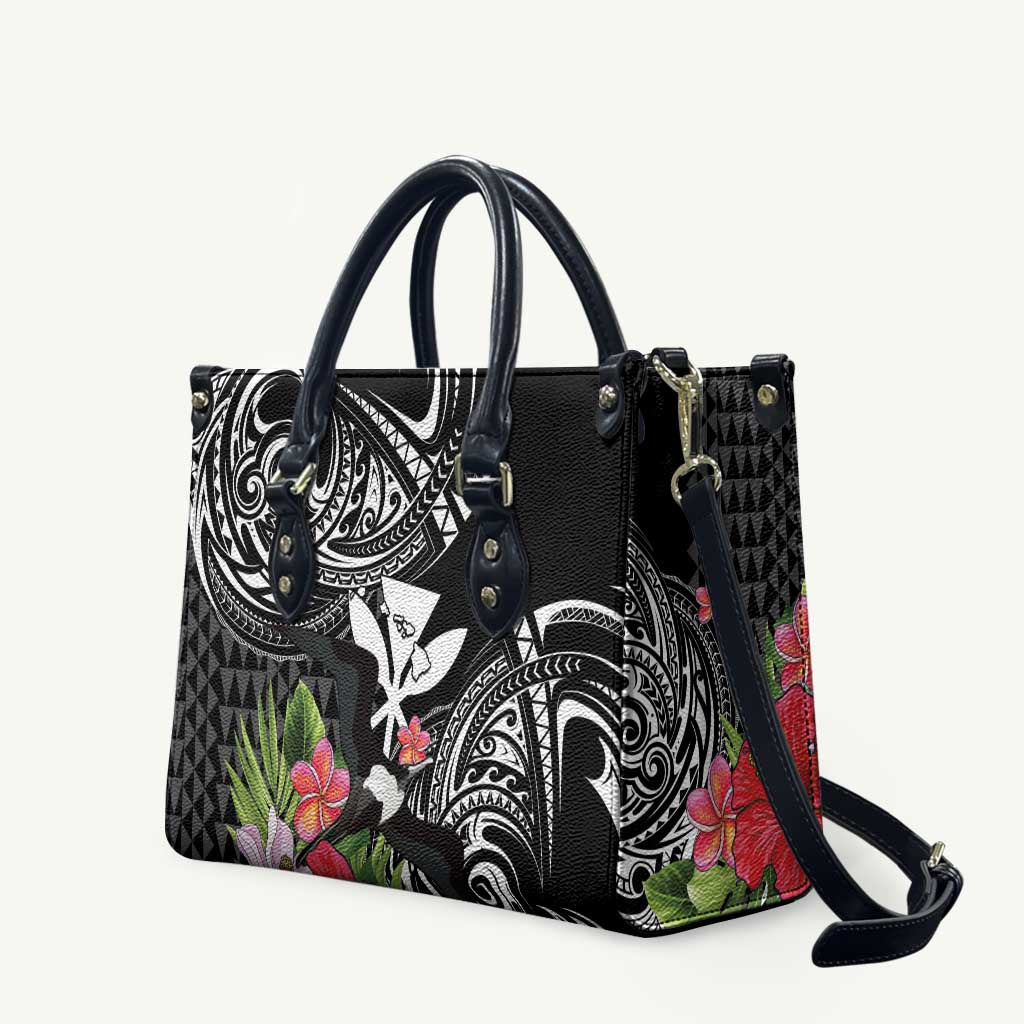 Hawaii Iwa Bird Leather Bag Great Frigatebird Kanaka Tropical Flowers - Polynesian Pride