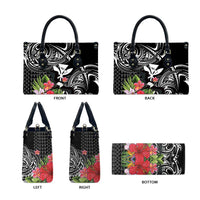 Hawaii Iwa Bird Leather Bag Great Frigatebird Kanaka Tropical Flowers - Polynesian Pride