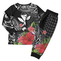 Hawaii Iwa Bird Christmas Pajama Set Great Frigatebird Kanaka Tropical Flowers - Polynesian Pride