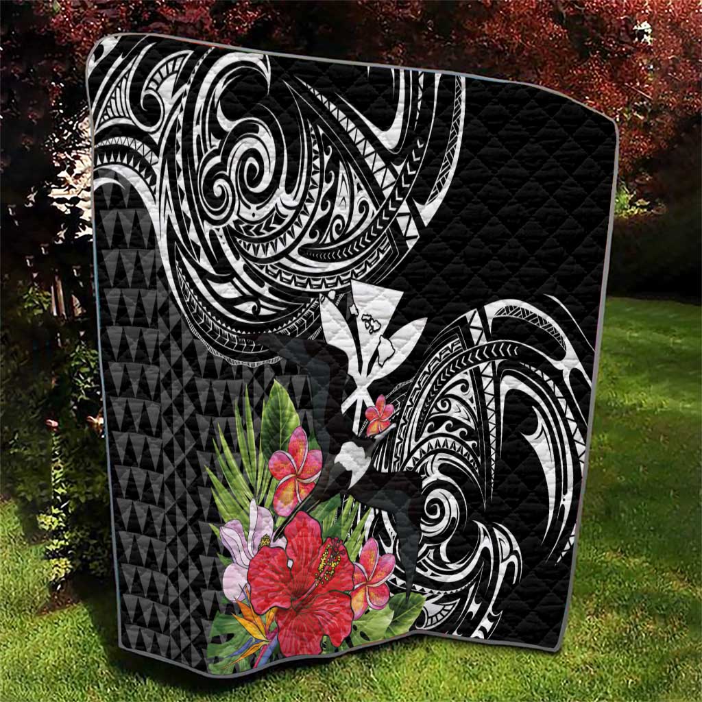 Hawaii Iwa Bird Quilt Great Frigatebird Kanaka Tropical Flowers - Polynesian Pride