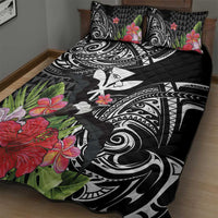 Hawaii Iwa Bird Quilt Bed Set Great Frigatebird Kanaka Tropical Flowers - Polynesian Pride