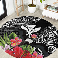 Hawaii Iwa Bird Round Carpet Great Frigatebird Kanaka Tropical Flowers - Polynesian Pride
