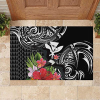 Hawaii Iwa Bird Rubber Doormat Great Frigatebird Kanaka Tropical Flowers - Polynesian Pride