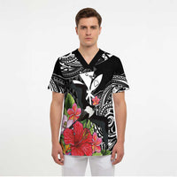 Hawaii Iwa Bird Scrub Top Great Frigatebird Kanaka Tropical Flowers - Polynesian Pride