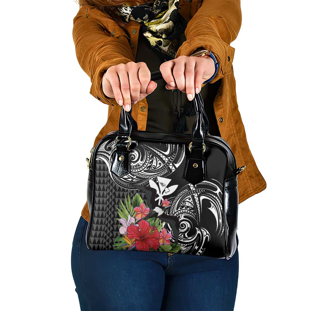 Hawaii Iwa Bird Shoulder Handbag Great Frigatebird Kanaka Tropical Flowers - Polynesian Pride