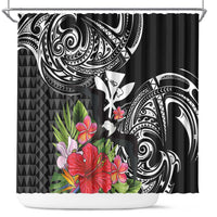 Hawaii Iwa Bird Shower Curtain Great Frigatebird Kanaka Tropical Flowers - Polynesian Pride