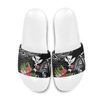 Hawaii Iwa Bird Slide Sandals Great Frigatebird Kanaka Tropical Flowers - Polynesian Pride