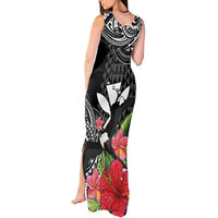 Hawaii Iwa Bird Tank Maxi Dress Great Frigatebird Kanaka Tropical Flowers - Polynesian Pride