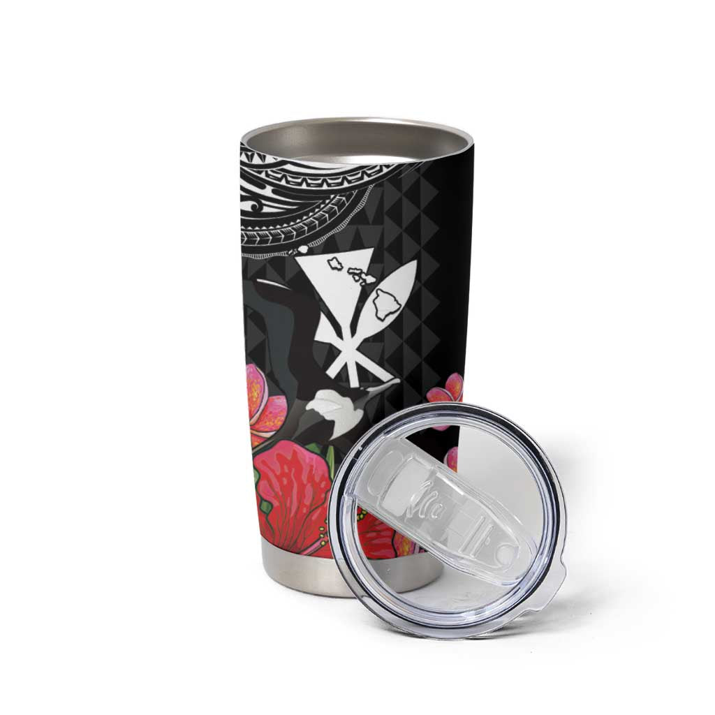 Hawaii Iwa Bird Tumbler Cup Great Frigatebird Kanaka Tropical Flowers - Polynesian Pride