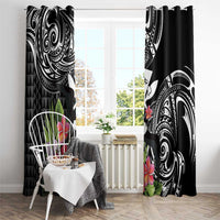 Hawaii Iwa Bird Window Curtain Great Frigatebird Kanaka Tropical Flowers - Polynesian Pride