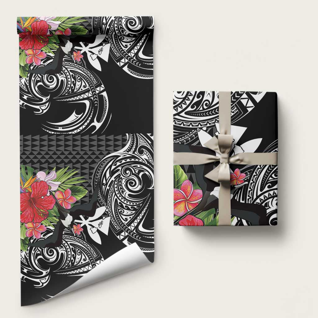 Hawaii Iwa Bird Wrapping Paper Great Frigatebird Kanaka Tropical Flowers - Polynesian Pride