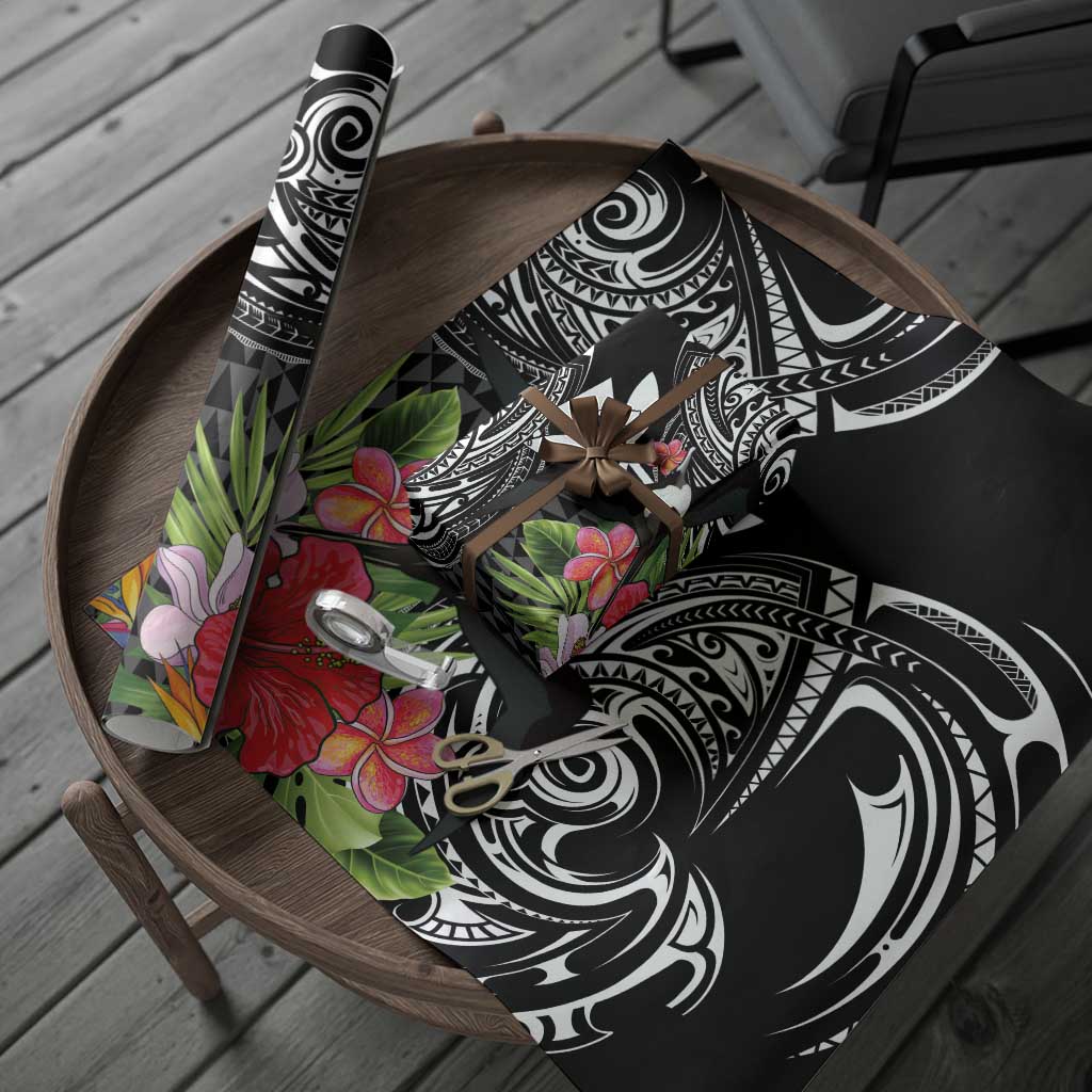 Hawaii Iwa Bird Wrapping Paper Great Frigatebird Kanaka Tropical Flowers - Polynesian Pride