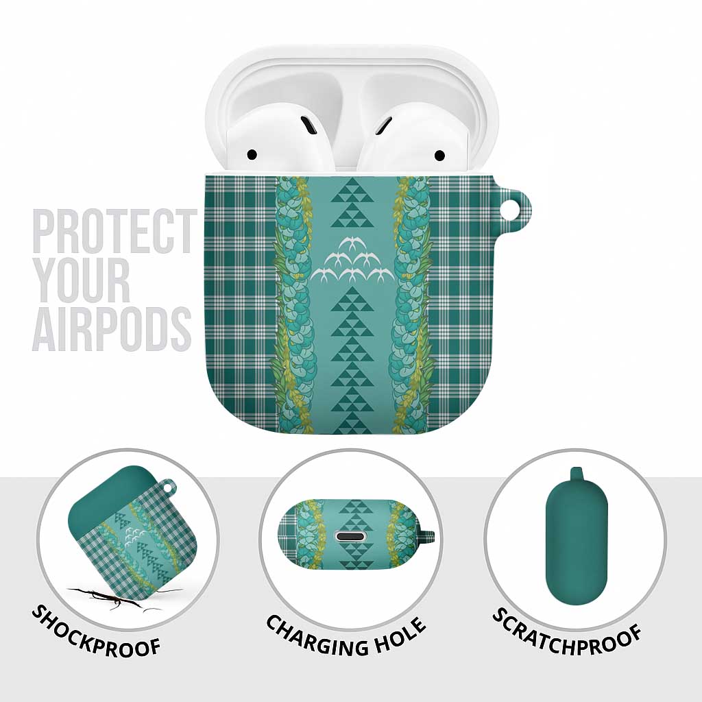 Teal Palaka Hawaii Iwa Bird AirPods Case Hawaiian Kakau Jade Vine Lei - Polynesian Pride