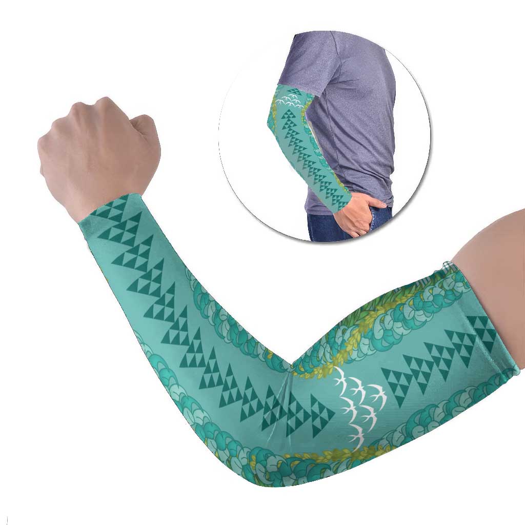 Teal Palaka Hawaii Iwa Bird Arm Sleeves Hawaiian Kakau Jade Vine Lei - Polynesian Pride