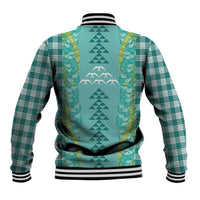 Teal Palaka Hawaii Iwa Bird Baseball Jacket Hawaiian Kakau Jade Vine Lei - Polynesian Pride